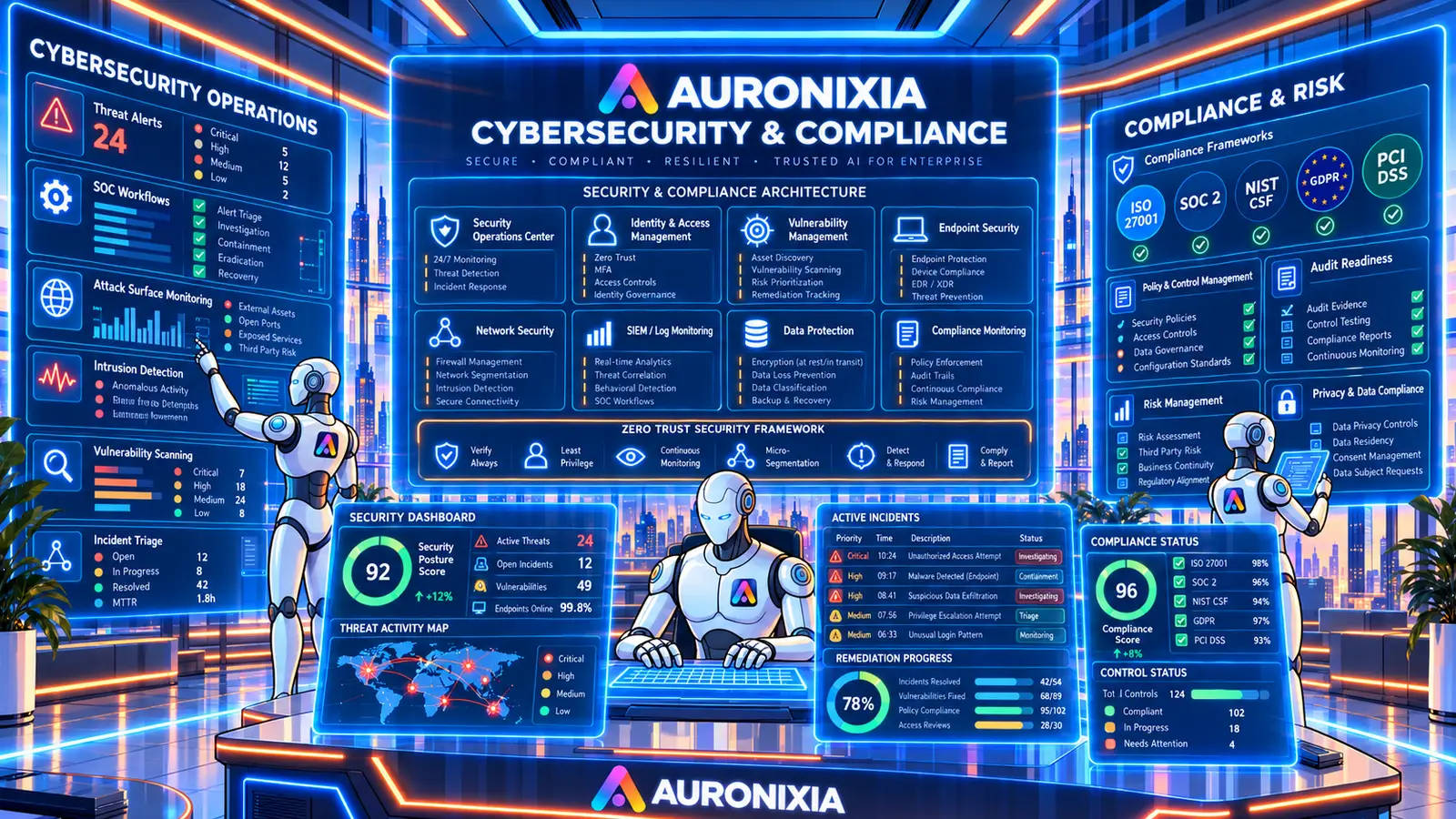 Centro de operaciones de ciberseguridad con monitoreo de amenazas